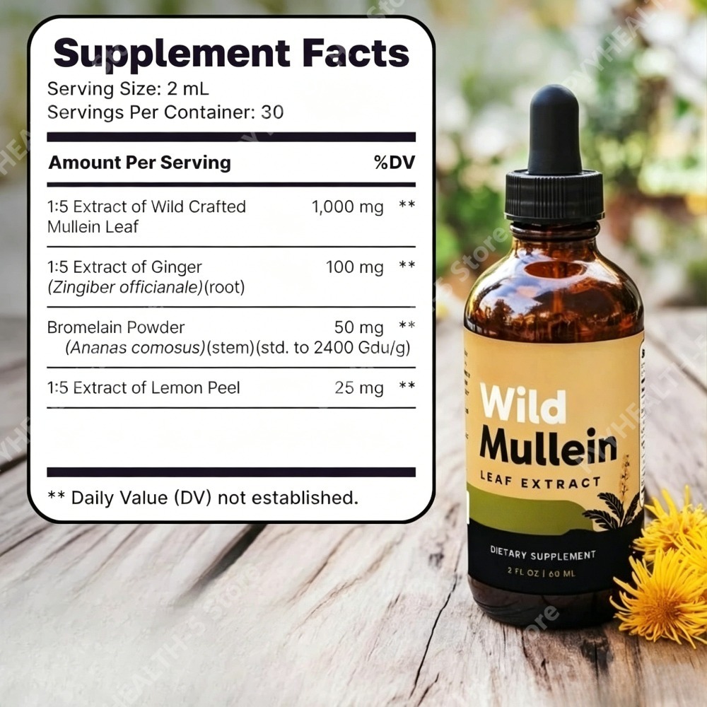 Wild Mullein Leaf Drops with G - Herbal Wellness Liquid recensie en prijs